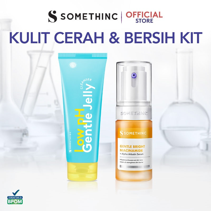 SOMETHINC [2 PCS] Kulit Cerah & Bersih Kit - (Low pH Gentle Jelly Cleanser & Gentle Bright Niacinamide + Alpha Arbutin Serum) | Sabun Cuci Muka Semua Jenis Kulit, Pembersih Kotoran, Facial Wash Gentle, Kulit Tidak Ketarik, All Skin Type