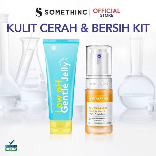 SOMETHINC [2 PCS] Kulit Cerah & Bersih Kit - (Low pH Gentle Jelly Cleanser & Gentle Bright Niacinamide + Alpha Arbutin Serum) | Sabun Cuci Muka Semua Jenis Kulit, Pembersih Kotoran, Facial Wash Gentle, Kulit Tidak Ketarik, All Skin Type