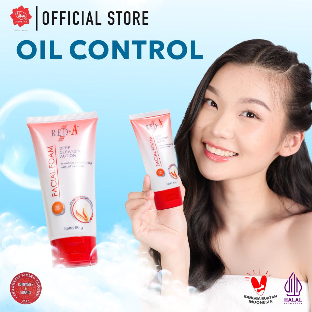 Red-A Facial Foam for Oily Skin with Oil Absorbent & Red Algae Extract (tersedia 40 Gr & 80 Gr)