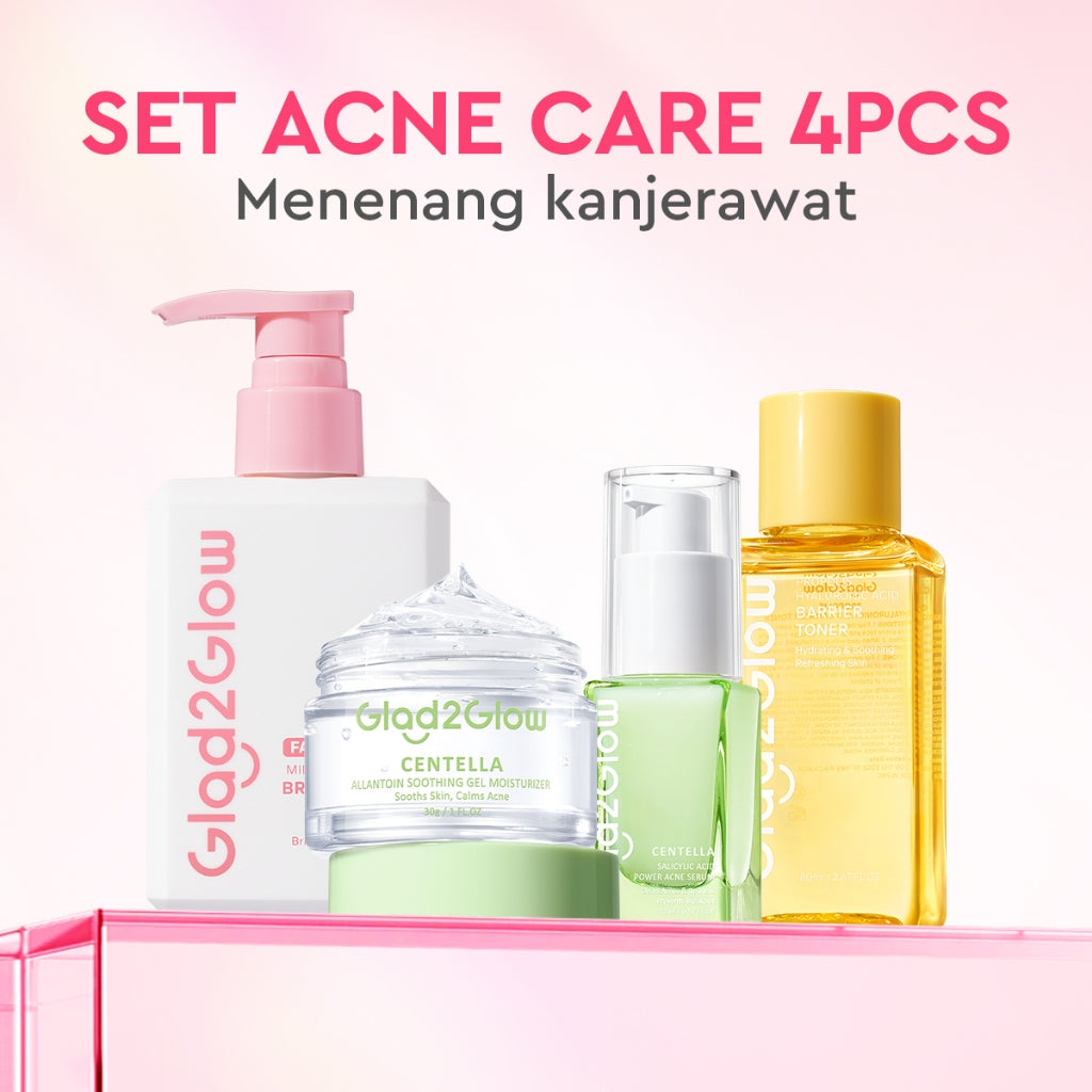 [Cocok Untuk Pemula] Glad2Glow Cerah Glowing Bundle 4in1-Brightening Moisturizer+Serum+Cleanser+toner+Peeling solution+Retinol 10%Niacinamide skincare paket pembersih perawatan kulit mencerahkan warna kulit pelembab wajah all in 1g2glow official store