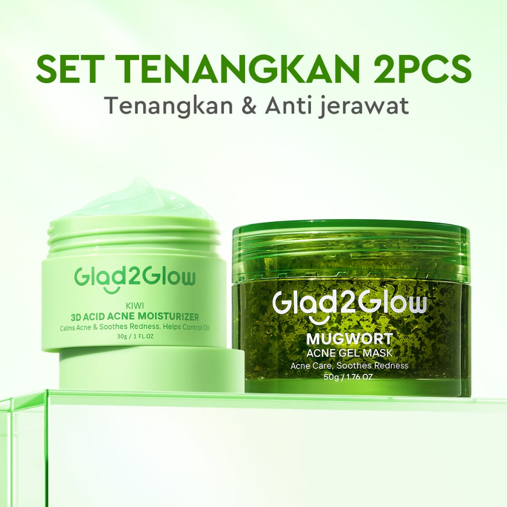 Glad2Glow Mugwort Acne Gel Mask 50g Masker Wajah Masker Komedo dan Pori Pori Wajah Masker Mask Sleeping Mask Sheetmask Clay Masker Jerawat Masker Clay Mask Mugwort Masker Hijau Masker Organik Gel Masker G2G masker wajah mencerahkan G2glow Official