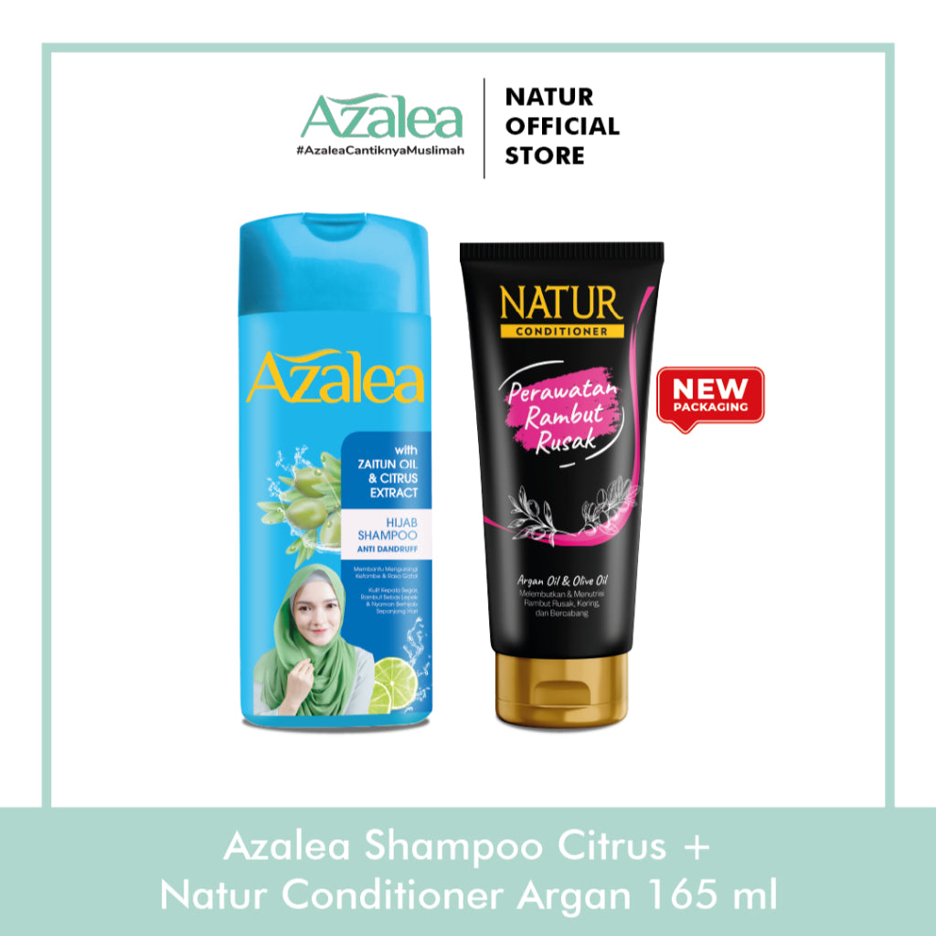 Azalea Shampoo Citrus Extract 180 ml & Natur Conditioner 165 ml - Paket Sampo Anti Ketombe dan Kondisioner
