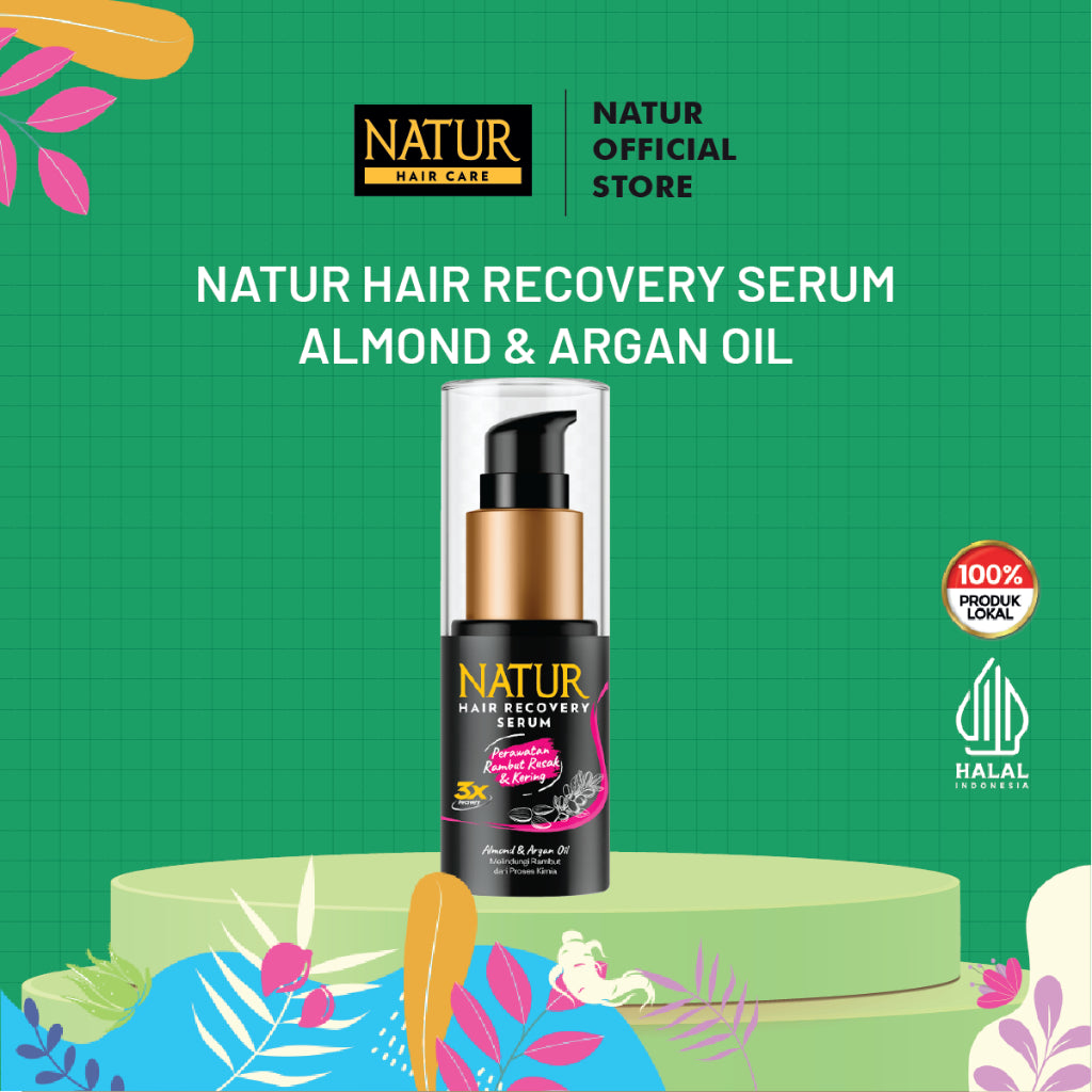 Natur Hair Recovery Serum Almond & Argan Oil 60 ml - Paket Melembabkan rambut