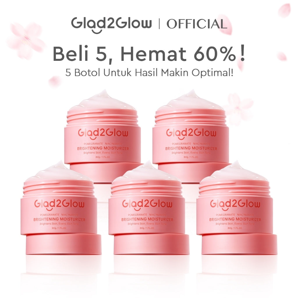 [Hemat 5PCS]Glad2Glow Moisturizer Series Mencerahkan Pencerah Wajah Anti Jerawat Penuaan Hilangkan Flek Tenangkan Kulit Niacinamide 377 Retinol Centella Skincare Pelembab Esensi Perawatan Kulit Pelembab Pembersih day cream tone up g2glow official store