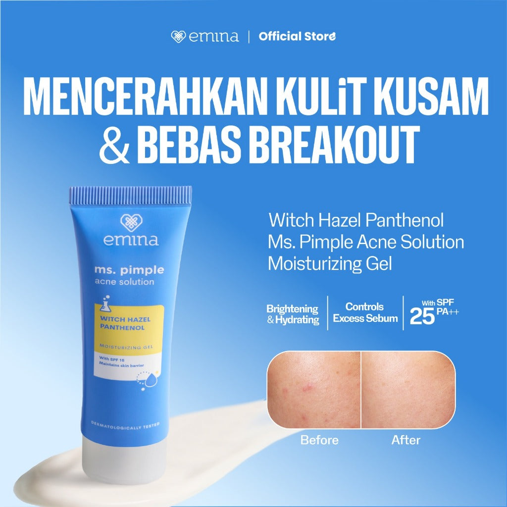 Emina Ms. Pimple Acne Solution Moisturizing Gel 20 mL - Pelembab Wajah Solusi Atasi Jerawat dengan SPF