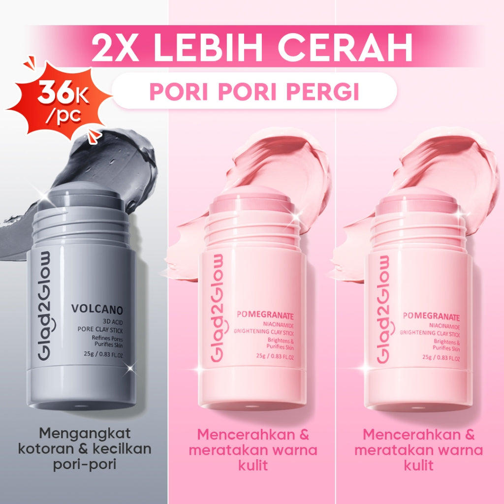 [DISKON 60%]Glad2Glow Clay Stick&Face Mask Complete Series-Pomegranate Brightening/Mugwort Salicylic Acid Acne/ Volcano 3D Acid Pore-masker Packs Masker Wajah Sheet Mask mask sleeping mask mugwort mask acne masker komedo g2glow official store