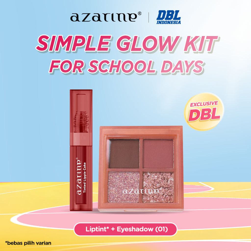 Azarine Simple Glow Kit for School Days Tinted Lippie Cake Liptint + Sweet Treats Eyeshadow 01 Sugar Rush