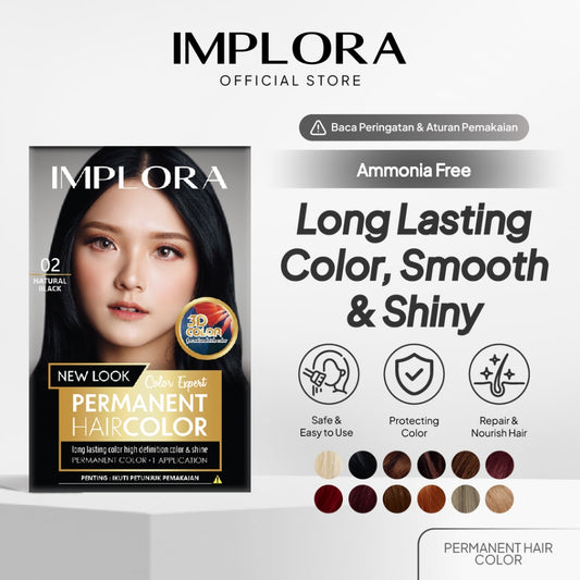 Implora New Permanent Hair Color | Pewarna Rambut Black Brown Burgundy