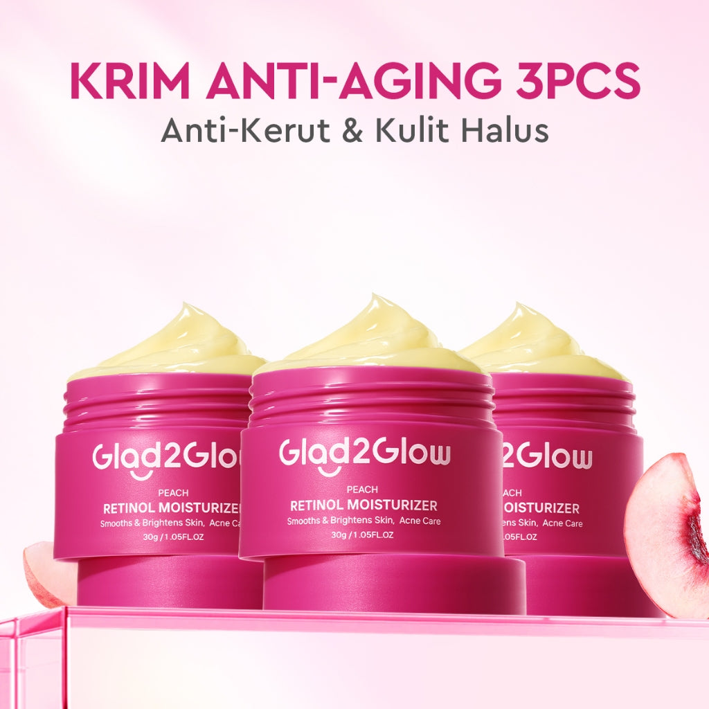 [Tasyafarasya Approved]Glad2Glow Peach Retinol Moisturizer Pelembab Anti Penuaan Penghalang Kulit Mencerahkan Flek Hitam Mengurangi kerutan mencerahkan warna kulit menghaluskan kulit mengecilkan pori-pori membesar dan melembabkan g2glow official store