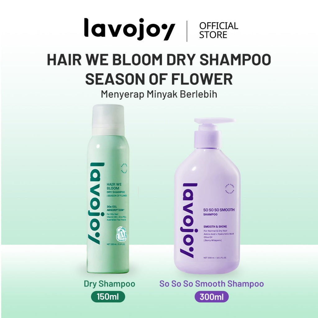 Lavojoy Hair We Bloom Dry Shampoo Season of Flower - Dry Shampoo Atasi Kulit Kepala Berminyak, Scalp Friendly, Tanpa Residu Putih, Dengan Kandungan Zinc PCA Dan Tea Tree Oil