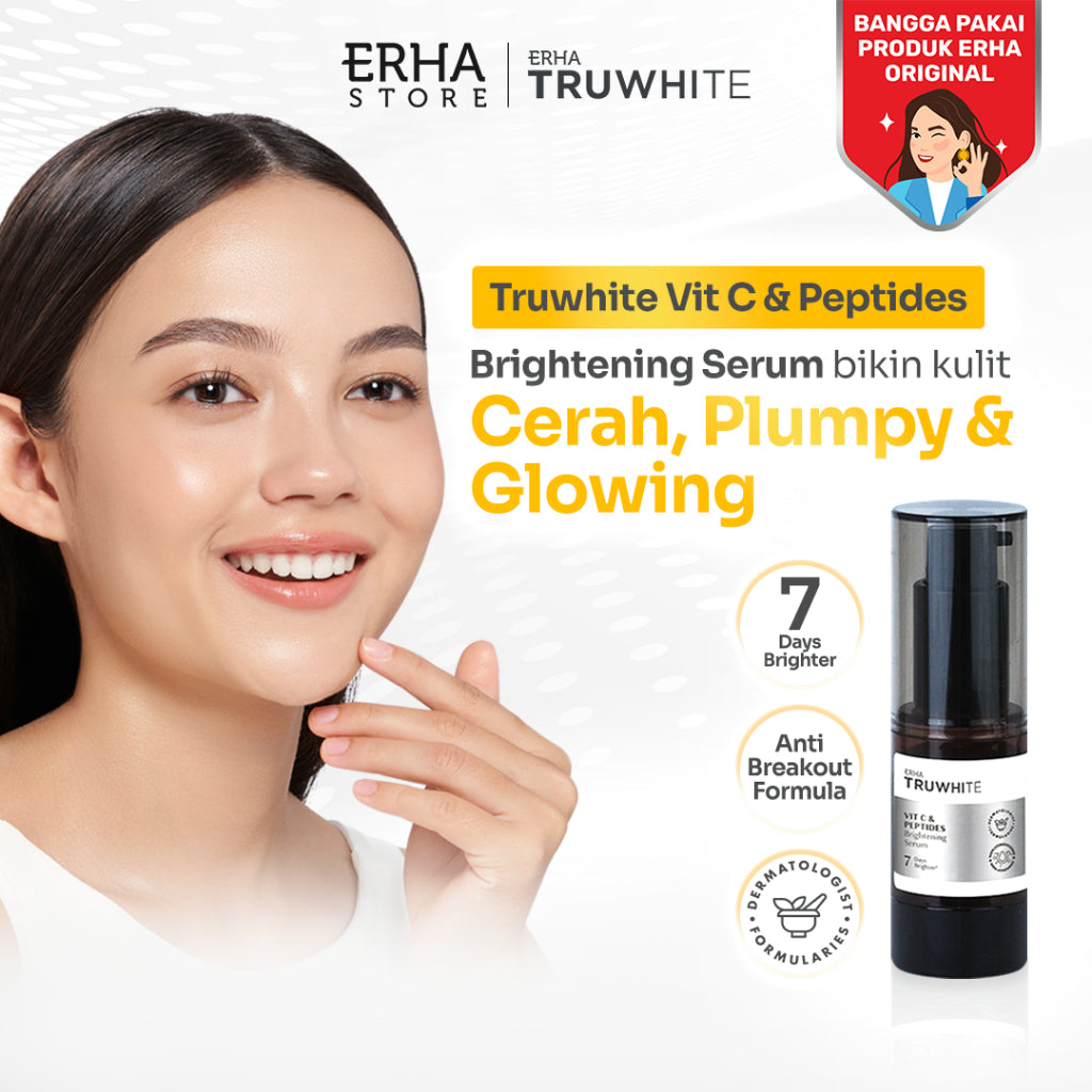 Truwhite Brightening Serum with Ethyl Vit C/Vitamin C & Peptides – 20ml | Cerah, Plumpy, Glowing, cocok untuk kulit Normal/Sensitif/Jerawat