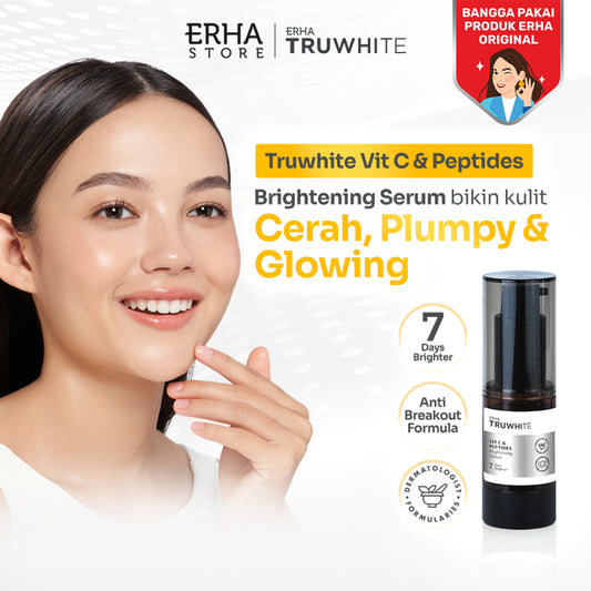 Truwhite Brightening Serum with Ethyl Vit C/Vitamin C & Peptides – 20ml | Cerah, Plumpy, Glowing, cocok untuk kulit Normal/Sensitif/Jerawat