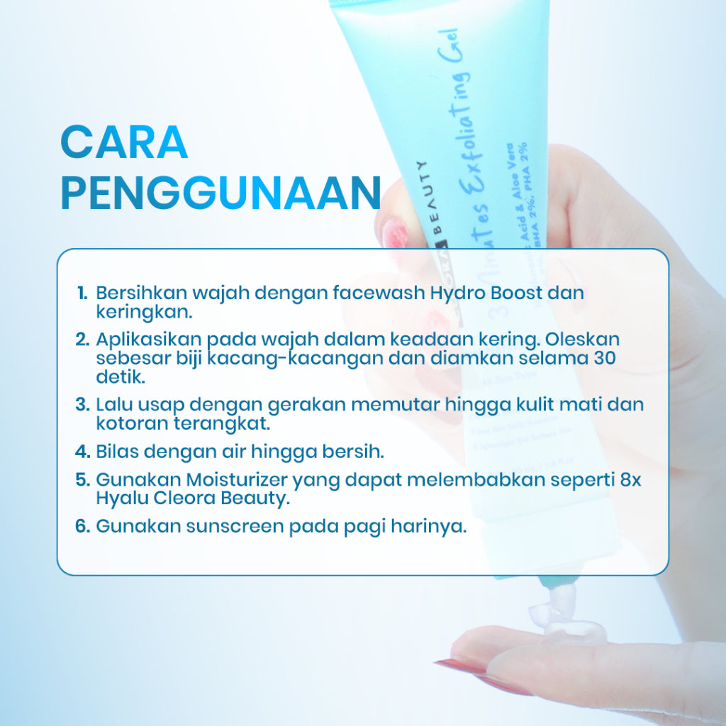【BIG SIZE HEMAT 38K】Cleora Beauty 3 Minutes Exfoliating Gel 100ml - Skincare Exfoliasi Wajah Mengangkat Kotoran &  Sel Kulit Mati Scincare Face Scrub Niacinamide Eksfoliasi Muka Brightening Mencerahkan Penghilang Daki Bruntusan Flek Hitam Mencerahkan