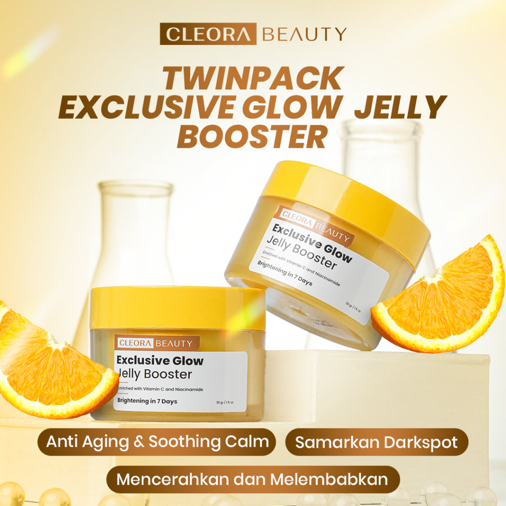 CLEORA Twinpack Exclusive Glow Jelly Booster 30gr  - Moisturizer Untuk Brightening Dan Anti Aging Wanita Pria Day Cream Night Cream Pemutih Wajah Pelembab Wajah