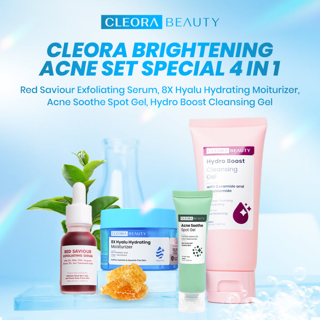Cleora Special Skincare Set - Paket Lengkap Exfoliasi, Brightening & Acne Care untuk Wanita & Pria | Face Wash, Peeling Gel, Serum, Moisturizer, Penghilang Jerawat & Dark Spot