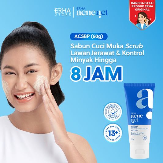 ERHA Acneact ACSBP (Acne Cleanser Scrub Beta Plus) 60g - Sabun Wajah Scrub Kulit Jerawat BHA Sulfur