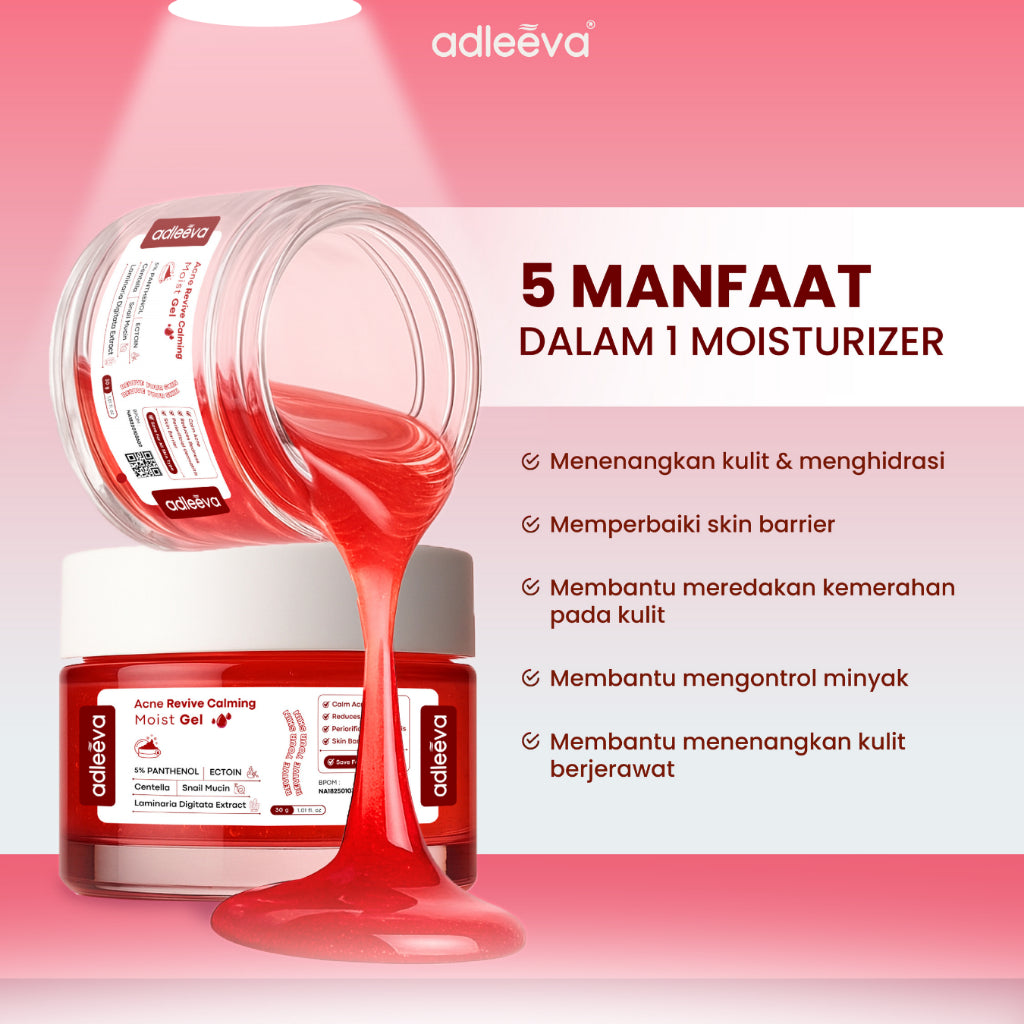 ADLEEVA - Revive Calming Moist Gel - Bantu menenangkan kulit berjerawat, Dermatitis, Breakout, Purging Serta Meredakan Kemerahan