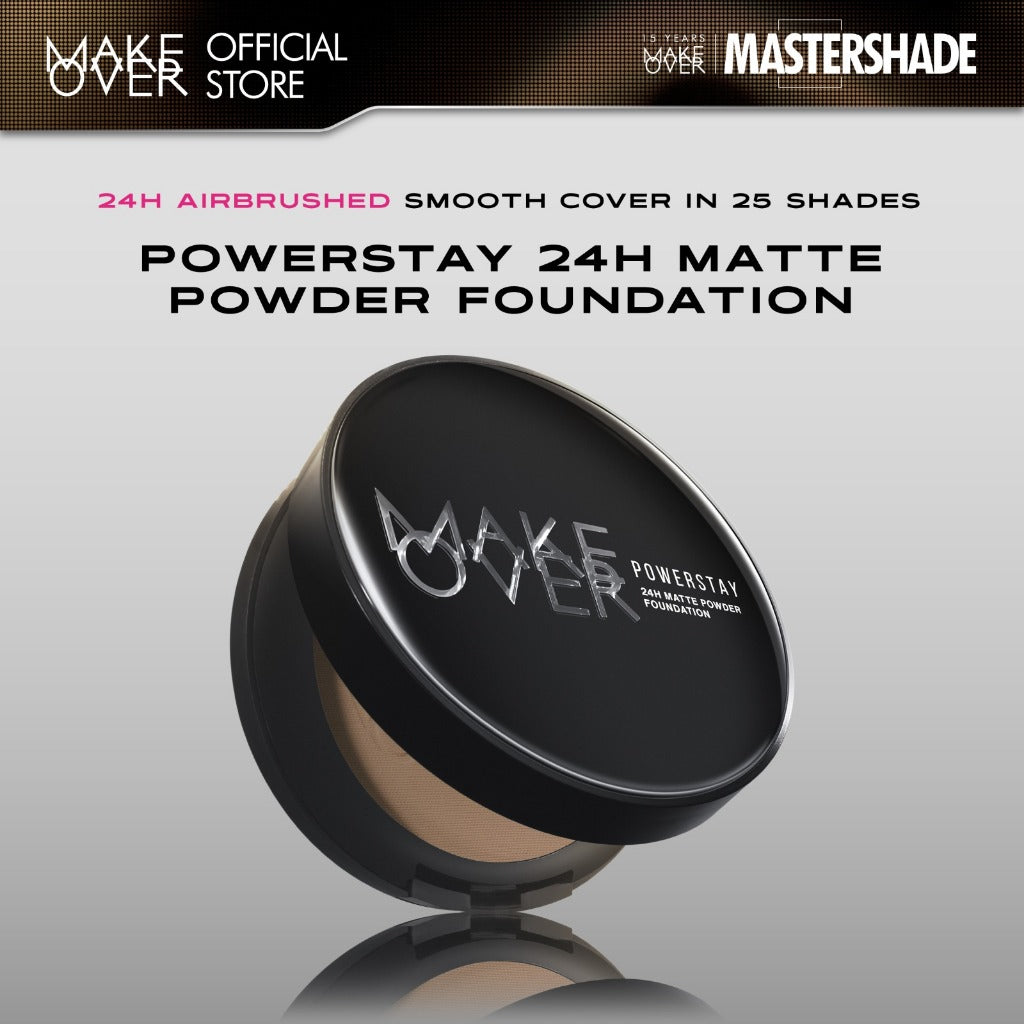 [SPECIAL 11.11] MAKE OVER Powerstay 24H Matte Powder Foundation - Bedak Padat High Coverage Ringan Compact Flawless Make Up Tahan Lama 24 Jam Non-Comedogenic BEST SELLER Poreless Somethin Time Less w Maybe Euphoria Blurring