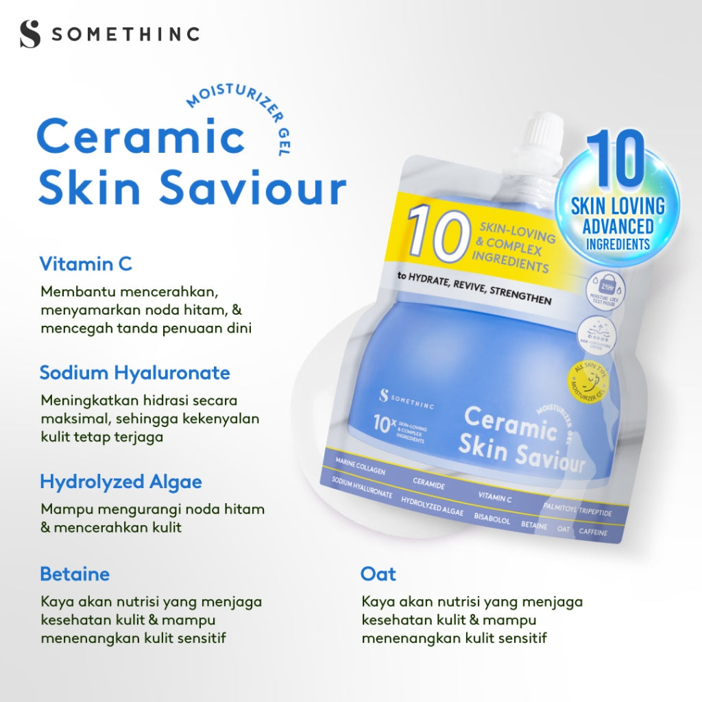 [PAKET GLOWING] SOMETHINC [2 PCS] Diamond Glow PhytoCell Serum + Ceramic Skin Saviour Moisturizer Gel - Brightening Acne Skin Barrier