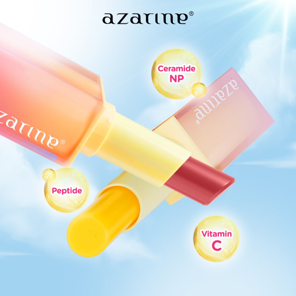 Azarine Glowkiss Sunscreen Lip Balm 3gr Pelembab Bibir SPF 35 PA +++ dengan Ceramide, Peptide, Vitamin C Membantu Mencerahkan Menghidrasi dan Melindungi Bibir dari Sinar UV