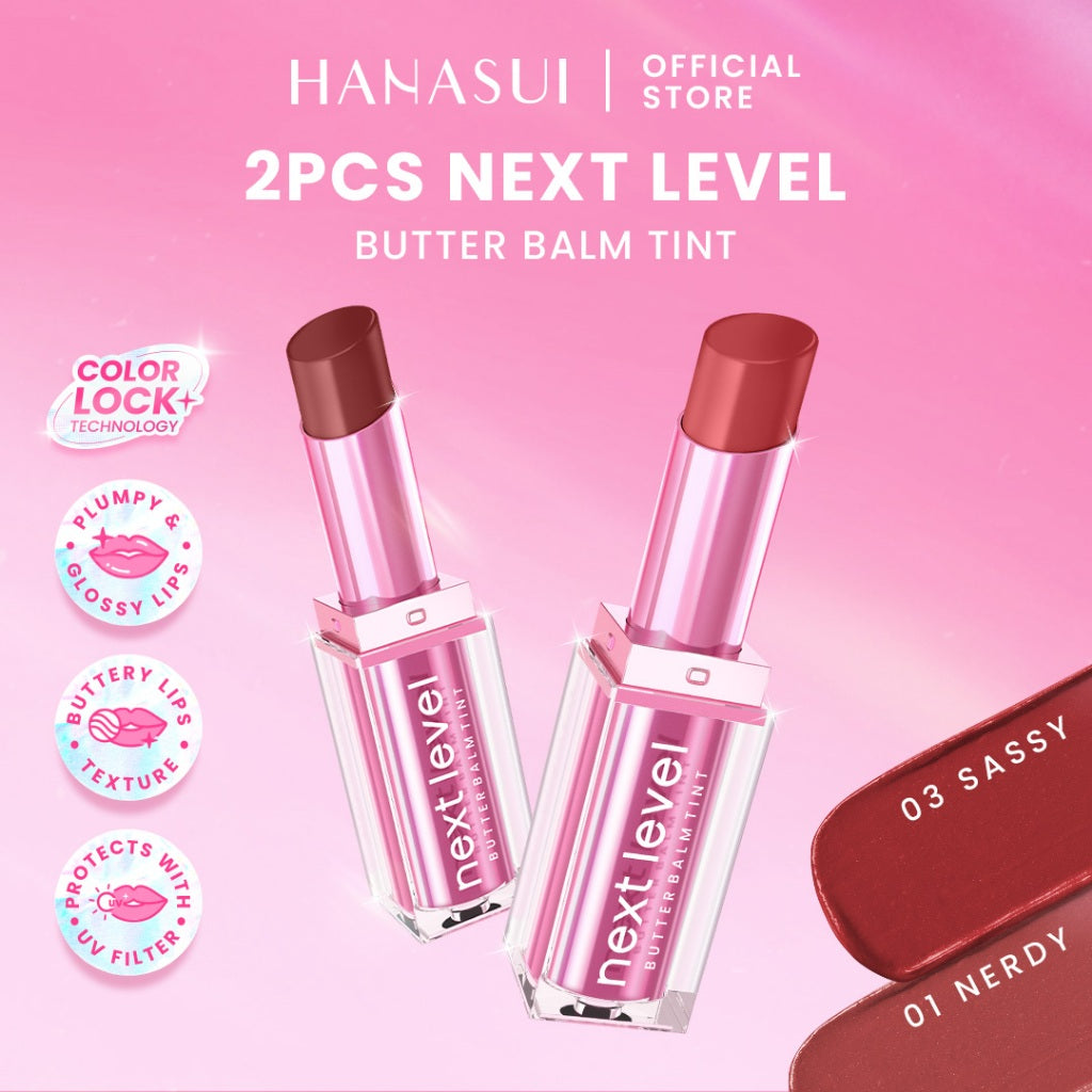 [Twinpack] Hanasui Next Level - Blurry Tint Bouncy Blush Butter Balm Liplast Cream Lip Tint Tahan Lama Velvet Finish Longlasting Bounce Tinted Balm Melembabkan Pigmented Matte Finish