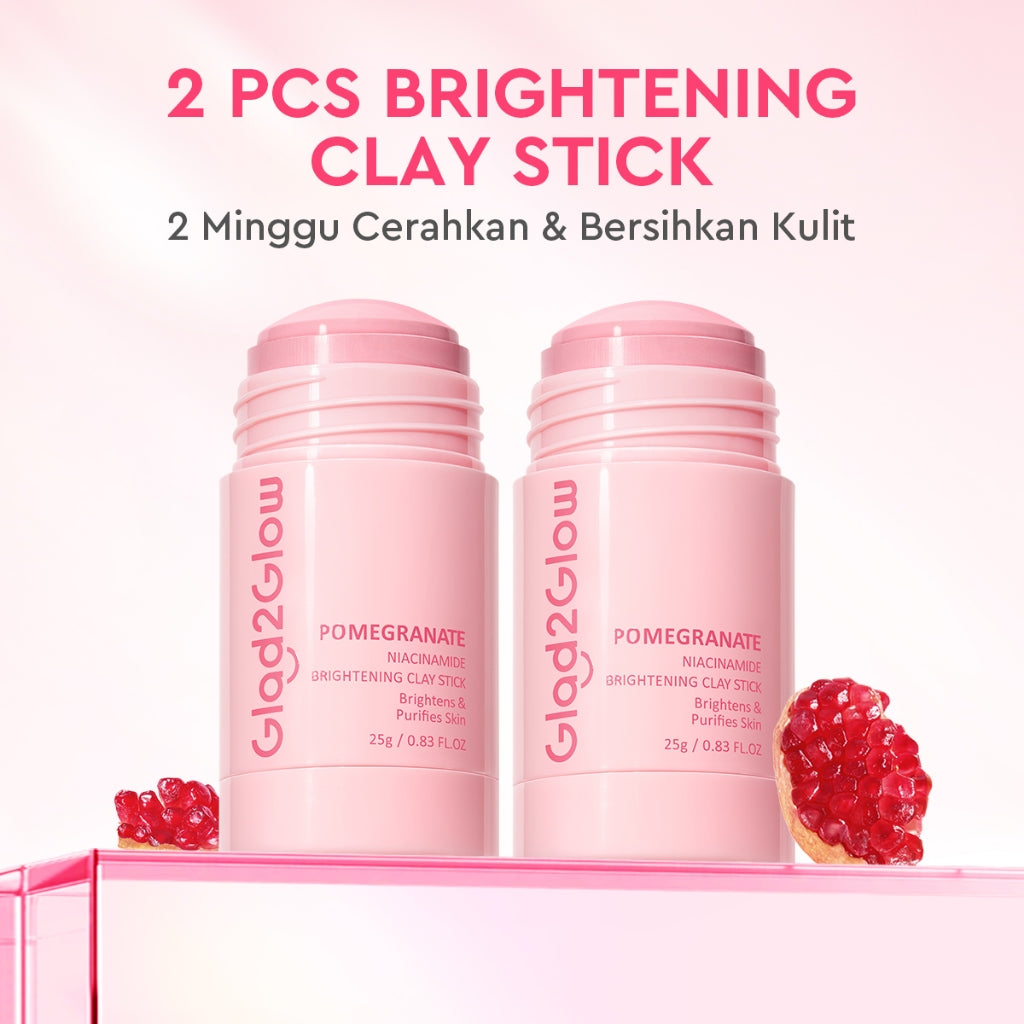 Glad2Glow Pomegranate Niacinamide Brightening Clay Stick Masker Glad2Glow Masker Wajah  Masker Brightening Masker Glowing Mud Masker Clay Masker Pencerah Wajah Masker Mencerahkan Clay Mask Brightening Clay Stik Pembersih Komedo Masker Stik Masker Muka