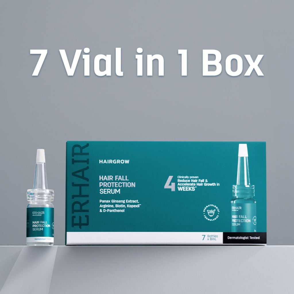 ERHAIR HairGrow Protection Serum 7x8 ml with 1.5% Kopexil - Serum Panax Ginseng Mengurangi Rontok | Serum penumbuh rambut | Menjaga Kesehatan Kulit Kepala dan Menguatkan Akar