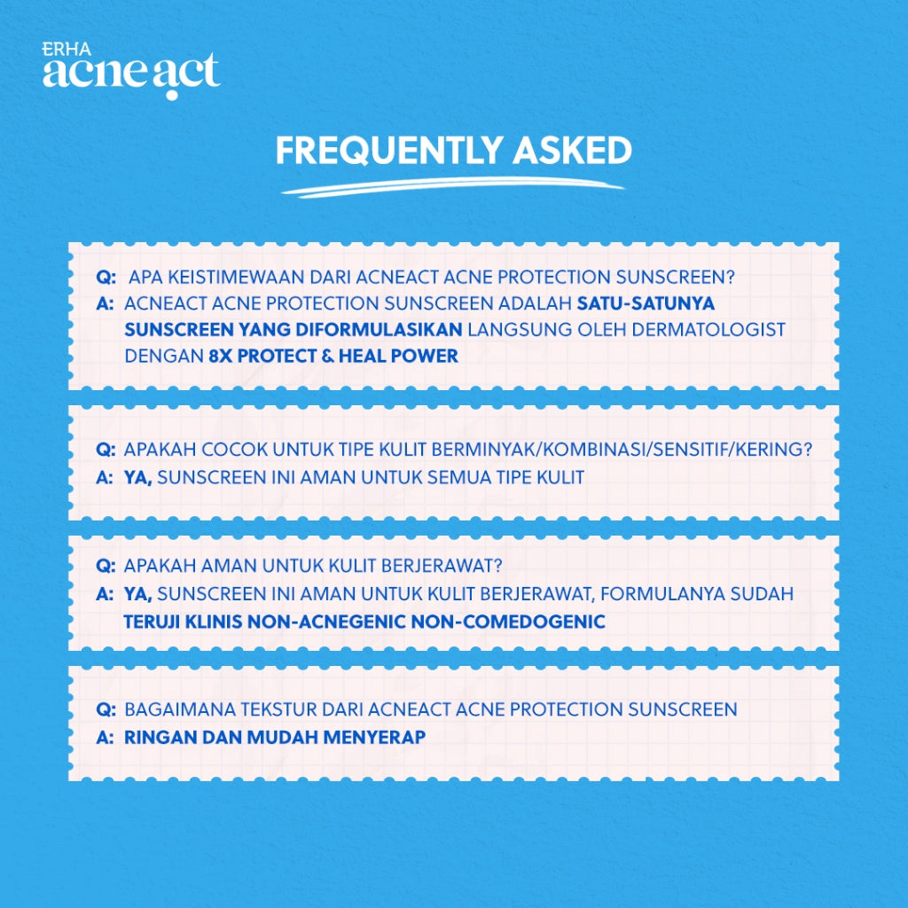 ERHA Acneact Acne Protection & Oil Control Sunscreen SPF 45+++ 30 g Sunscreen Jerawat Niacinamide