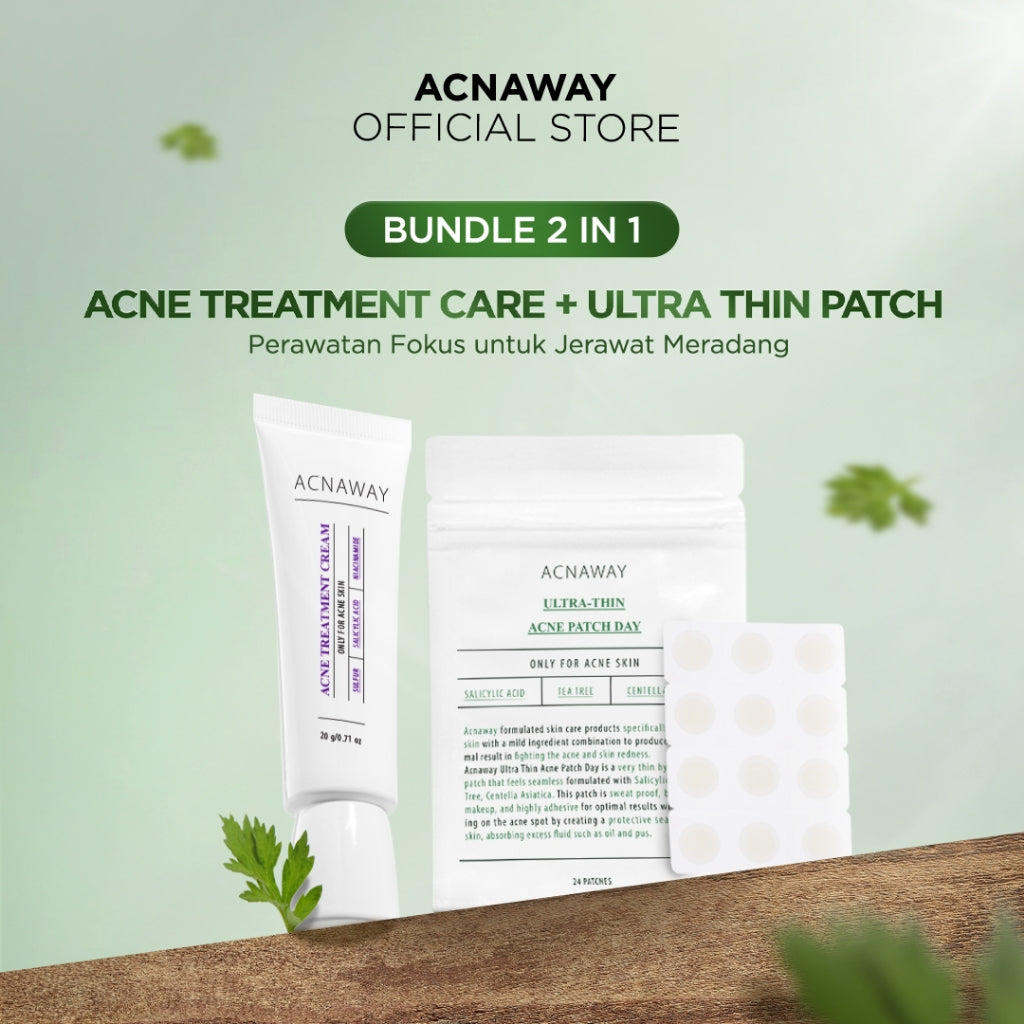 ACNAWAY Bundle 2 in 1 Ultra Thin Acne Patch + Acne Treatment Cream – Plester Jerawat Tipis & Spot Treatment
