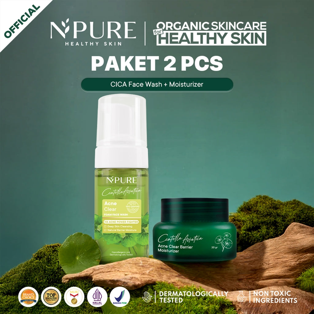 2 PCS - NPURE Bundle Facial Wash + Moisturizer Full size / Paket Kecantikan / Rangkaian Skincare / Brightening Skin / Acne Skin
