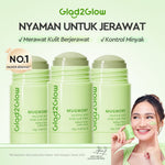Glad2Glow Mugwort Salicylic Acid Acne Clay Stick Masker Wajah Masker Jerawat Masker Acne Masker Stick Glad2Glow Clay Stik G2G Masker Hijau Anti Pores Acne Jerawat Komedo Cleansing Masker Centella Mud Mask Facial Masker Mugwort Mask G2Glow Official Store