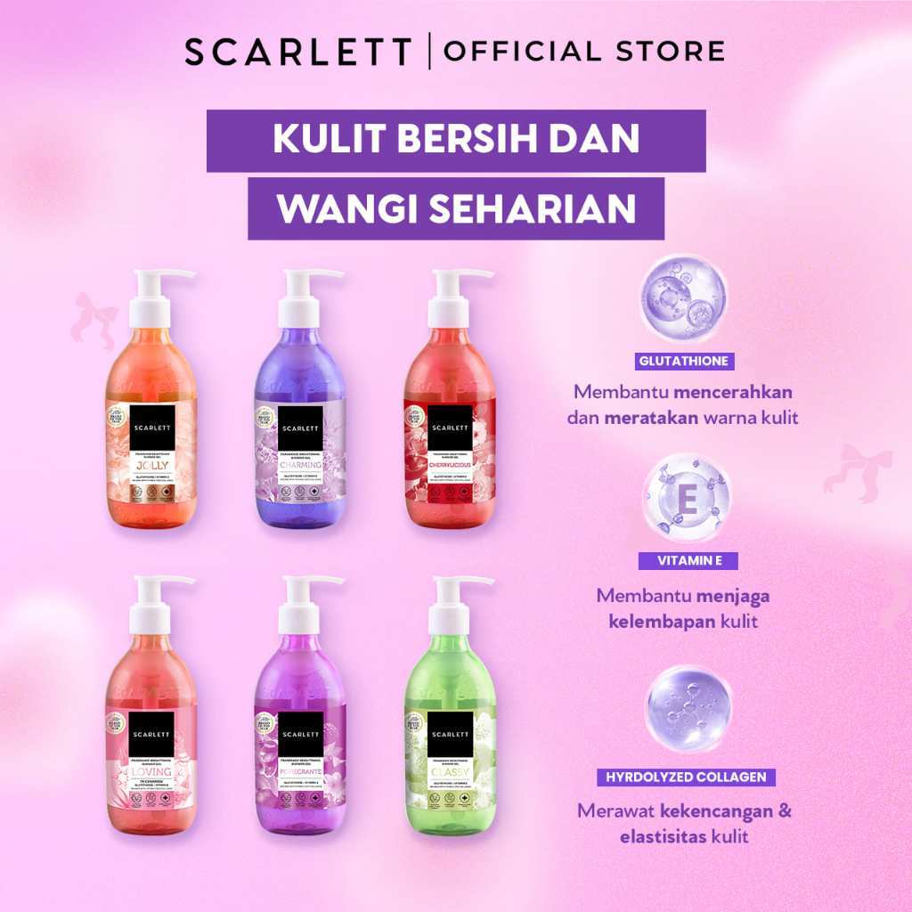 SCARLETT 4in1 Bodycare Daily Routine Body Scrub + Shower Scrub + Body Serum + Body Lotion Paket Sehari-hari Mencerahkan Kulit | Intense Mencerahkan Kulit Wangi Tahan Lama
