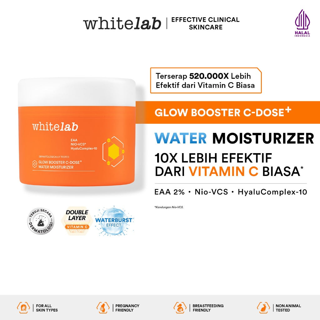 Whitelab 6 pcs Glow Booster C-Dose+ Brightening Paket Wajah - Facial Wash, Toner, Serum, Moisturizer, Sunscreen Paket Skincare