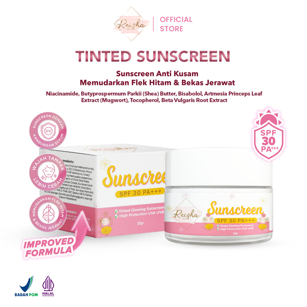 Reisha Glow Tinted Sunscreen Improve Formula SPF 30 PA+++ | Sunscreen Super Glowing | Instant White Day Cream | Sunblock BB cream | Sunscreen Anti Kusam