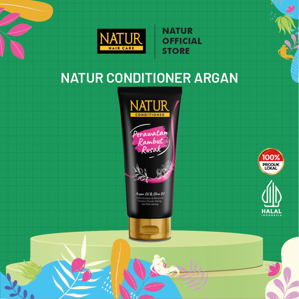 [NEW FORMULA] Natur Conditioner Argan Oil 160 Ml - Kondisoner Rambut Rusak, Kering & Bercabang