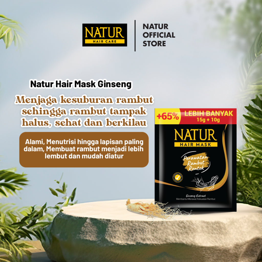 Natur Hair Mask Ginseng - Masker Rambut Rontok / Anti Hair Fall / Menguatkan Akar Rambut