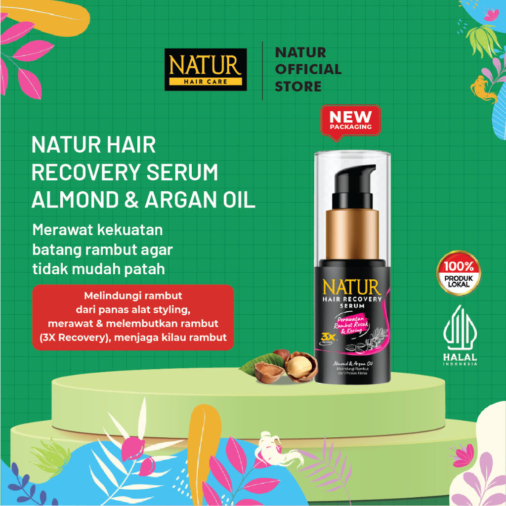 Natur Hair Recovery Serum Almond & Argan Oil 60 ml - Paket Melembabkan rambut