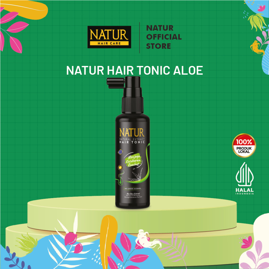 Natur Hair Tonic Aloe Vera 90ml – Terlaris! Rambut Lebat, Sehat & Kuat | Bebas Alkohol | Aroma Segar Alami