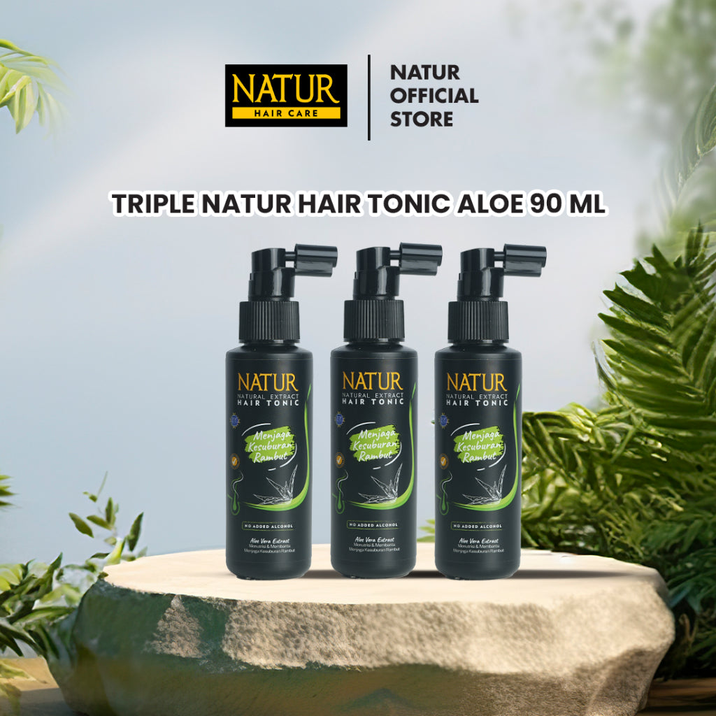 Triple Natur Hair Tonic Aloe Vera 90 ml - Paket Tonik Menebalkan Rambut 3pcs