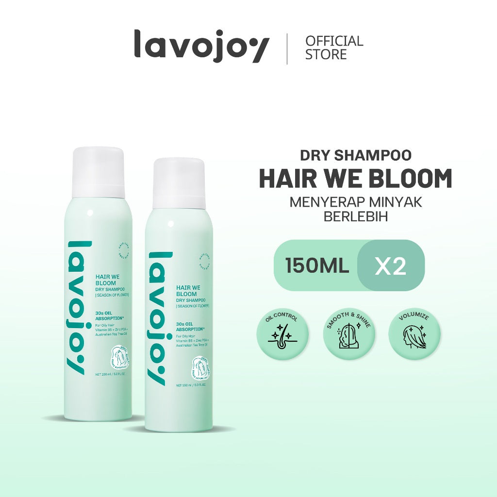 Lavojoy Hair We Bloom Dry Shampoo Season of Flower - Dry Shampoo Atasi Kulit Kepala Berminyak, Scalp Friendly, Tanpa Residu Putih, Dengan Kandungan Zinc PCA Dan Tea Tree Oil