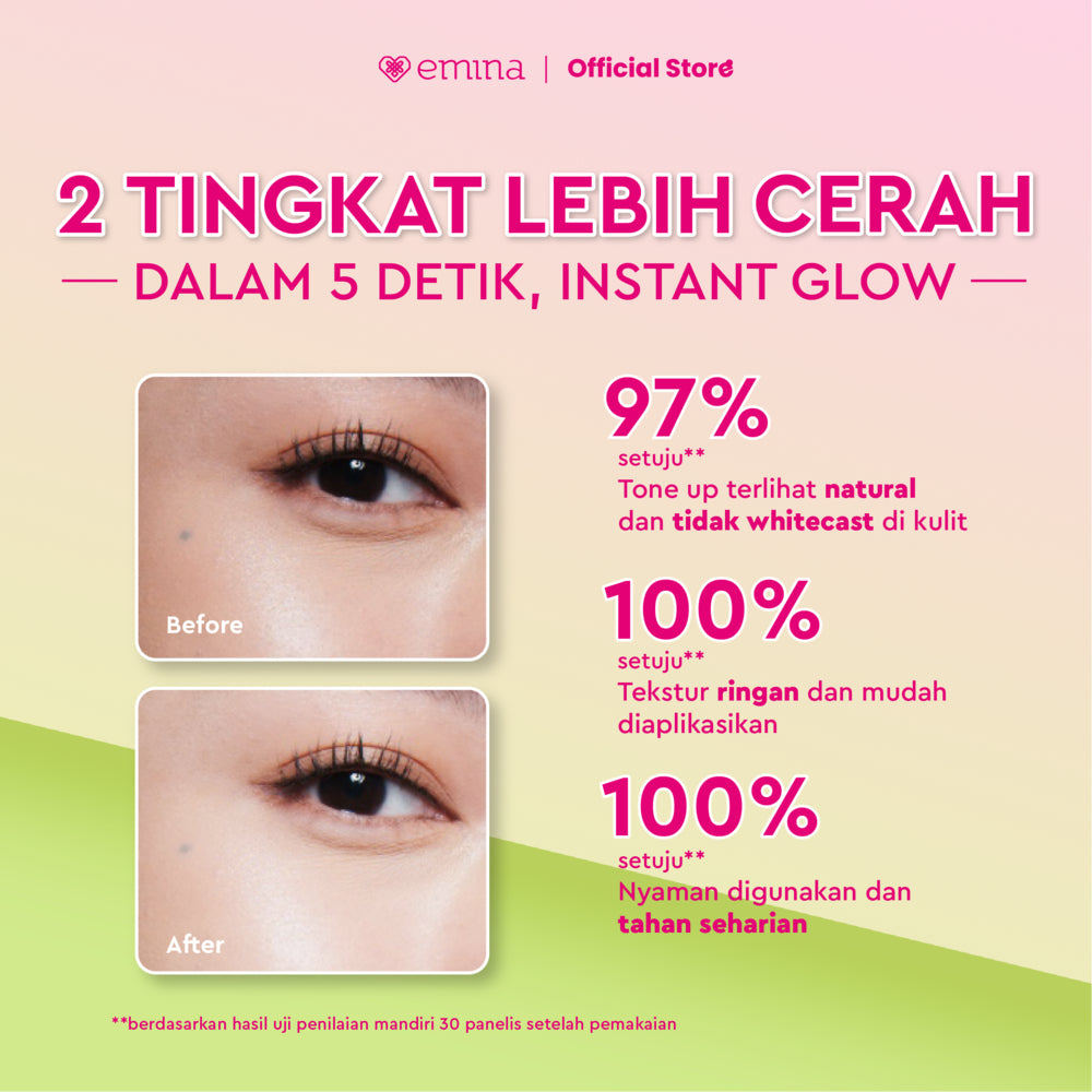 [SPECIAL 11.11] NEW! Emina Tone Up Cream Gel 20 ml - Instan Mencerahkan Kulit, Efek Tone-up Glowing Skin, UV Protection SPF 15, No Whitecast, Tekstur Ringan, Anti luntur, Easy to Blend, Brightening Formula, Mudah Menyerap, Cocok untuk semua jenis kulit