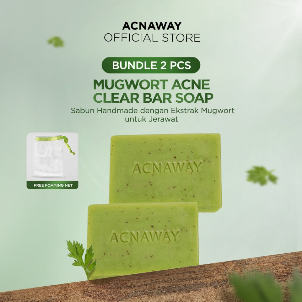 ACNAWAY Mugwort Acne Clear Bar Soap - Sabun Organik Natural Acne Soap untuk Jerawat Badan Tanpa Paraben & Alkohol with Sulfur Calamine Herbal