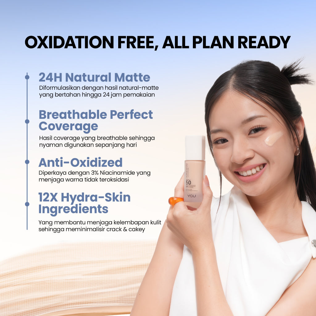 [NEW & UPGRADE] YOU Cloud Touch 3% Niacinamide Brightening Skin Tint For ALL Skin Sensitive Skin Perfect Coverage Liquid Foundation Serum Tint 24h Matte Oil Control SPF 50 No Oxidation