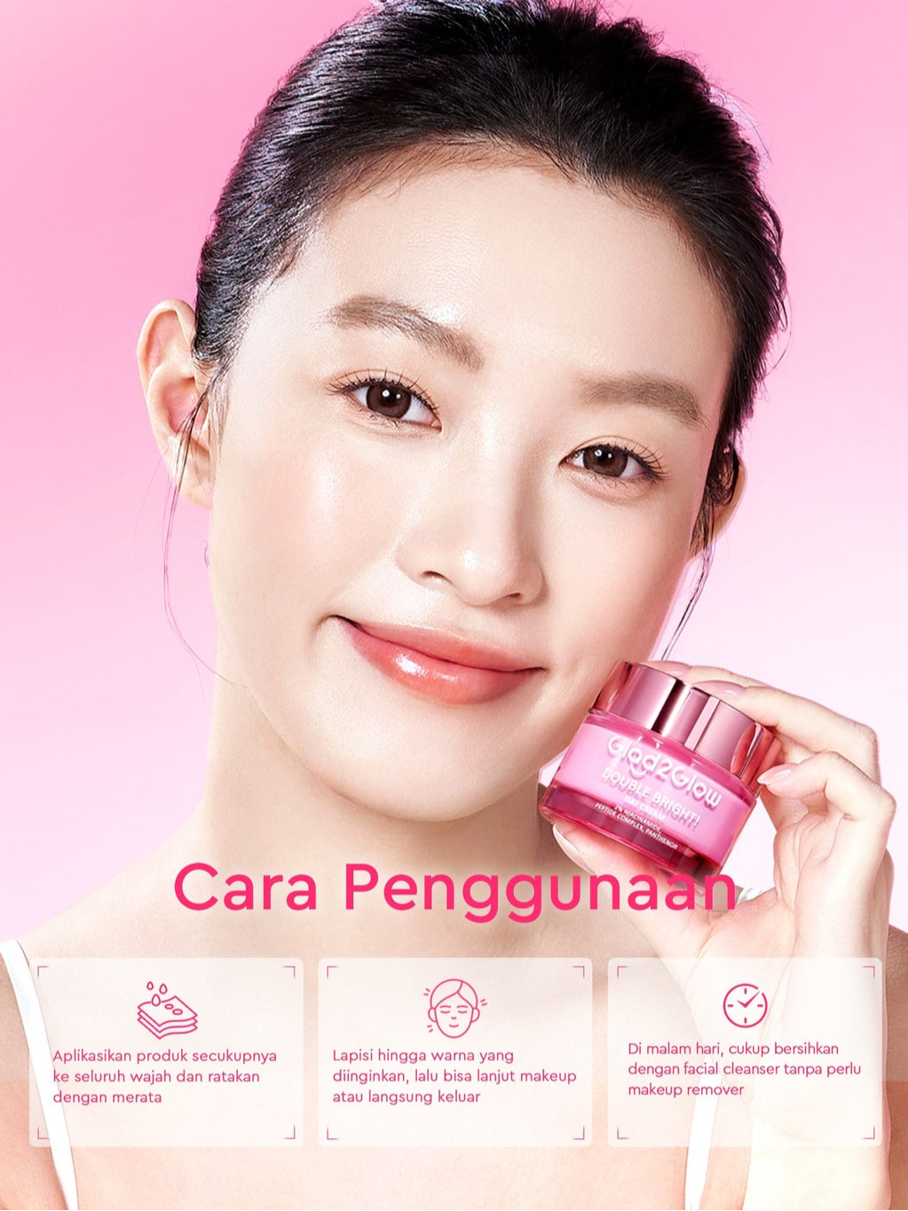 Glad2Glow Double Bright Day Cream tone up cerah Niacinamide Moisturizer brightening wajah cream pemutih wajah day cream Night Cream whitening cream skincare glowing BB cream Mencerahkan warna kulit halus g2glow official store