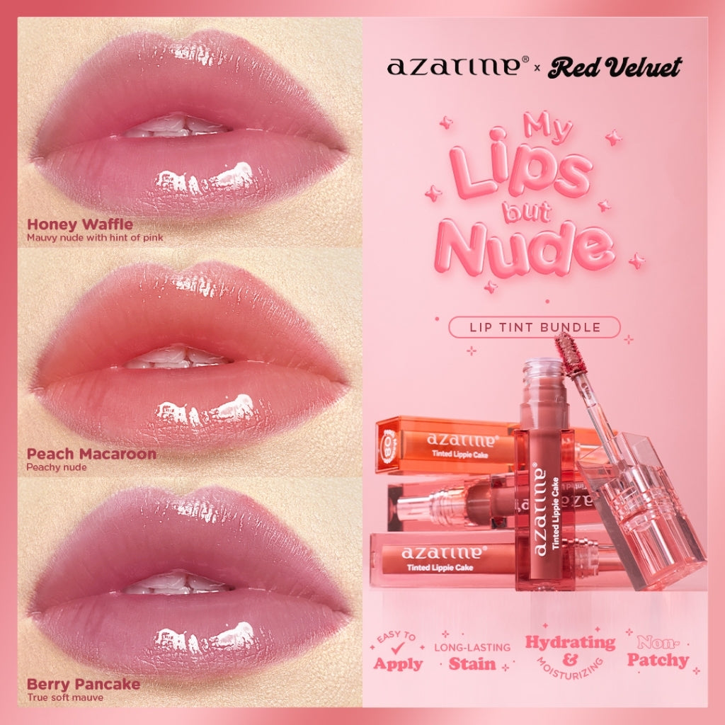 Azarine Gloss Glow Bundle [3 PCS] Invisipore Primer Sunscreen SPF 50 PA++++ Primer Makeup Pore Blurring Tahan Lama + Tinted Lippie Cake Liptint Longlasting + Galactic Shine Gloss Melembabkan Menutrisi Bibir Kering Pigmented Color Lightweight
