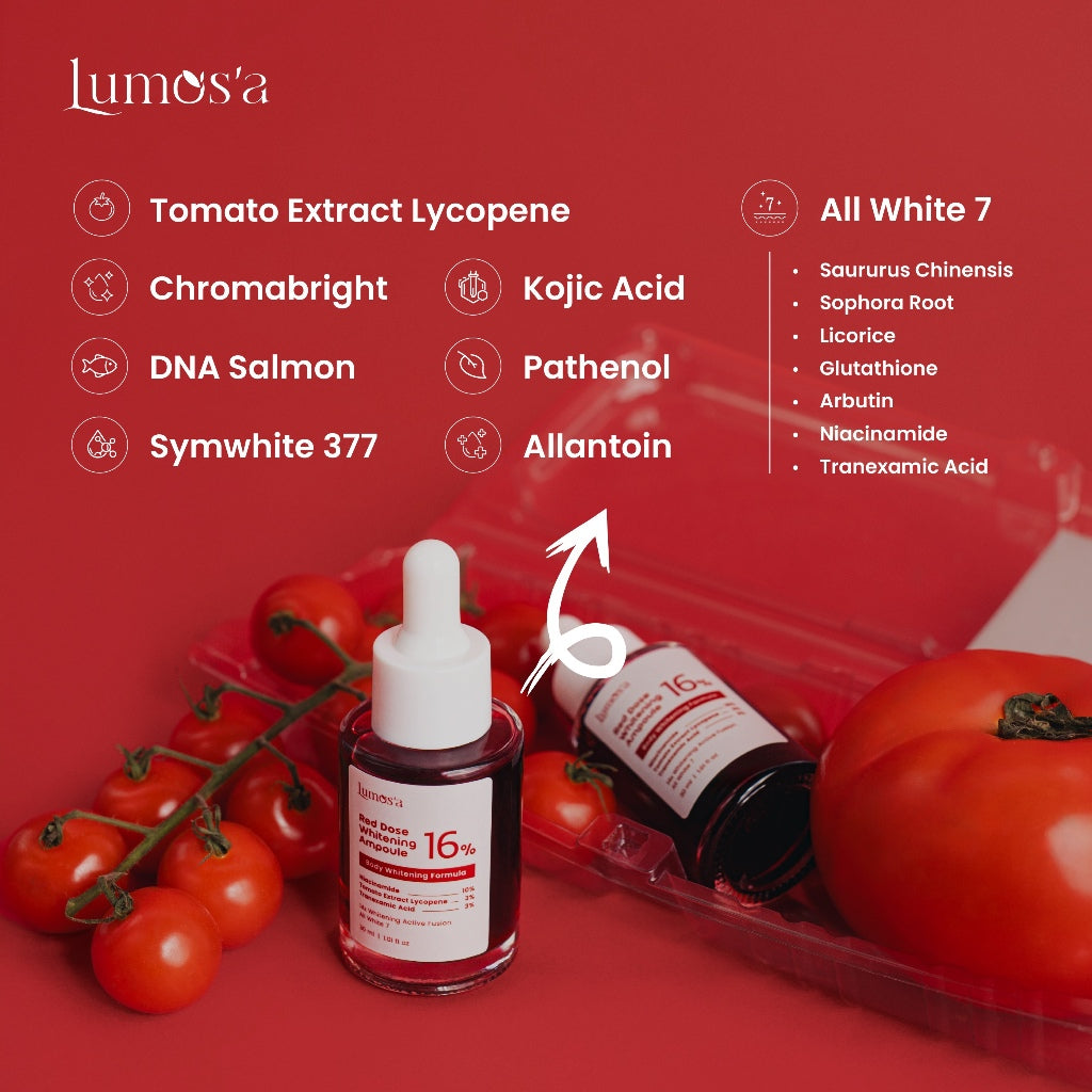 [BUNDLE 2] Lumos'a Red Dose Whitening Ampoule 30ml + Red Booster Whitening Body Toner 110ml