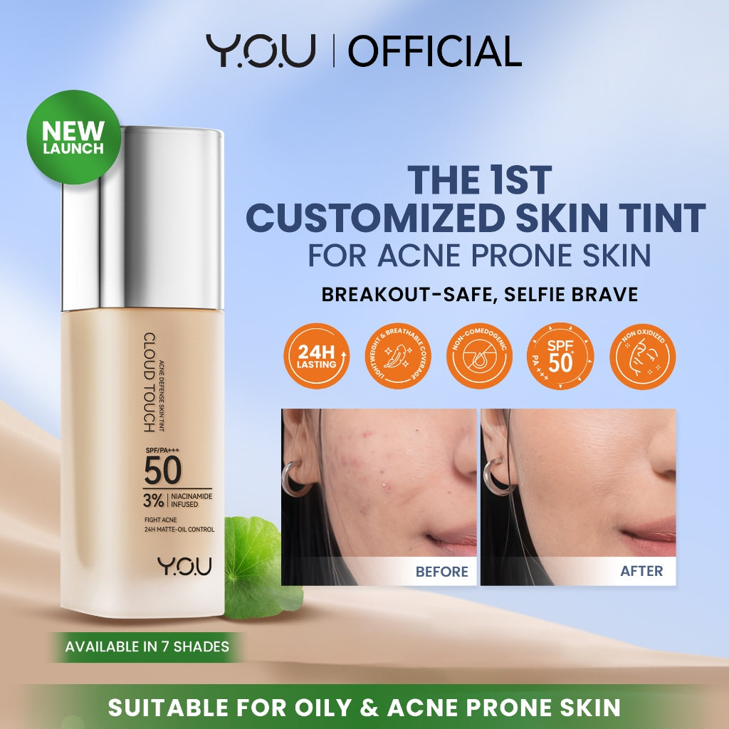 [NEW] YOU Cloud Touch 3% Niacinamide Acne Defense Skin Tint For Oily Acne Prone Skin Perfect Coverage Liquid Foundation Serum Tint 24h Matte Oil Control SPF 50 No Oxidiant