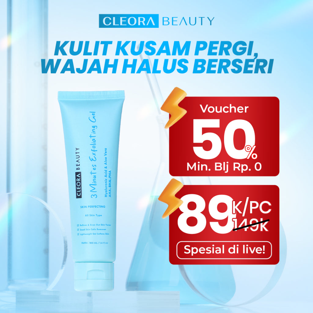 【BIG SIZE HEMAT 38K】Cleora Beauty 3 Minutes Exfoliating Gel 100ml - Skincare Exfoliasi Wajah Mengangkat Kotoran &  Sel Kulit Mati Scincare Face Scrub Niacinamide Eksfoliasi Muka Brightening Mencerahkan Penghilang Daki Bruntusan Flek Hitam Mencerahkan