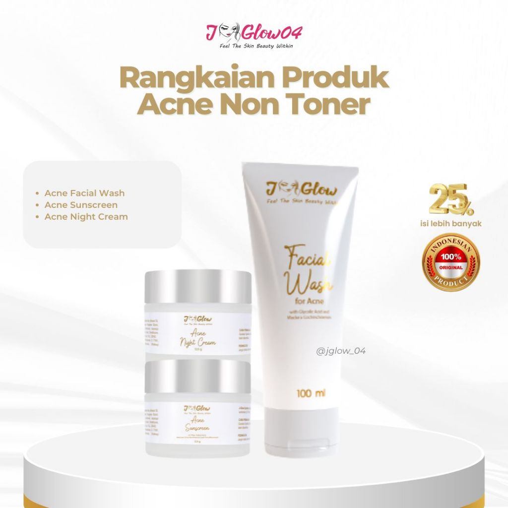 Jglow Skincare Paket Kulit Berjerawat Acne (Perawatan Kulit Bejerawat) - 4pcs