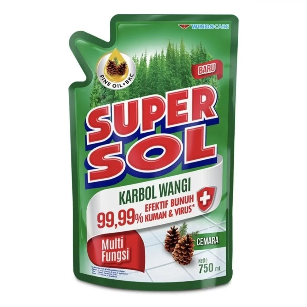 Supersol Karbol Cairan Pembersih Lantai Sereh Refill 750 ml